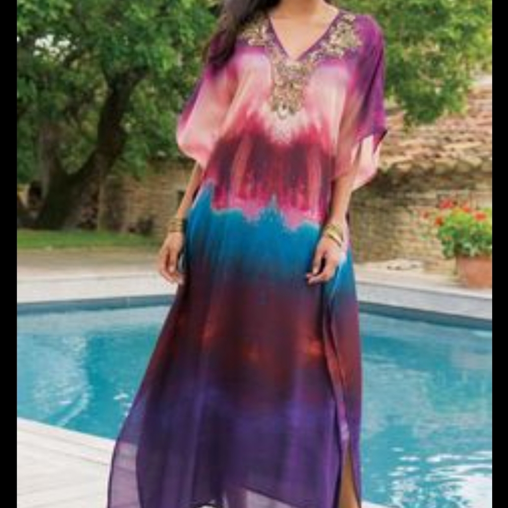 SOFT SURROUNDINGS CAFTAN STYLE DRESS OR SWIM COVER-UP ONE SIZE